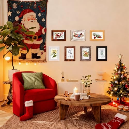 PETAFLOP 8x10 Picture Frame Set of 7 in Multi Color, Distressed Rustic Wooden Frame with HD PS for Wall and Tabletop Display - Image 4