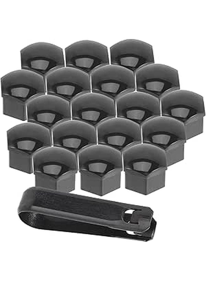 20pcs Black Elastic Lug Nut Caps Hex Screw Hub Covers Auto Car Wheel Bolt Protection - Image 1