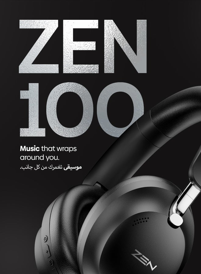 Faster ZEN-100 Hybrid ANC Wireless Headphones, Bluetooth 6.0+EDR, 15m Range, 50H Playtime, 40mm Drivers, Low Latency, Dual Mic ENC, Spatial Audio, Head Tracking, Type-C Charging Over-Ear Headset (Black) - Image 2