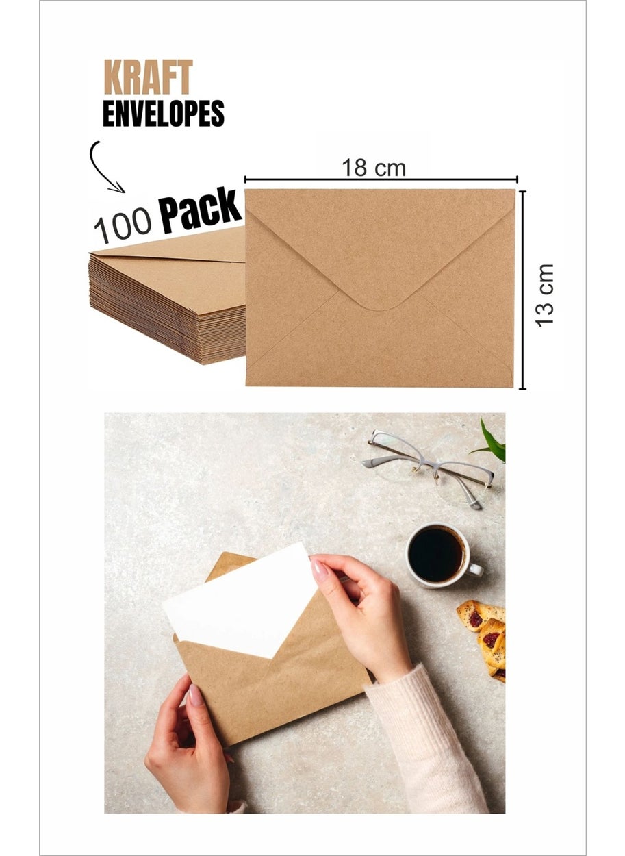 HSN Invitation Envelope Kraft Envelope 100 Pieces 13 x 18 cm Brown Envelope  - Image 1