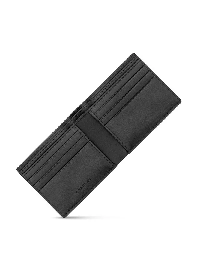 شيروتي 1881 Cerruti 1881 Punti Black Genuine Leather Wallet With Branded Polyester Lining And  6 Card Slots For Men - CEPU06642M-BLK