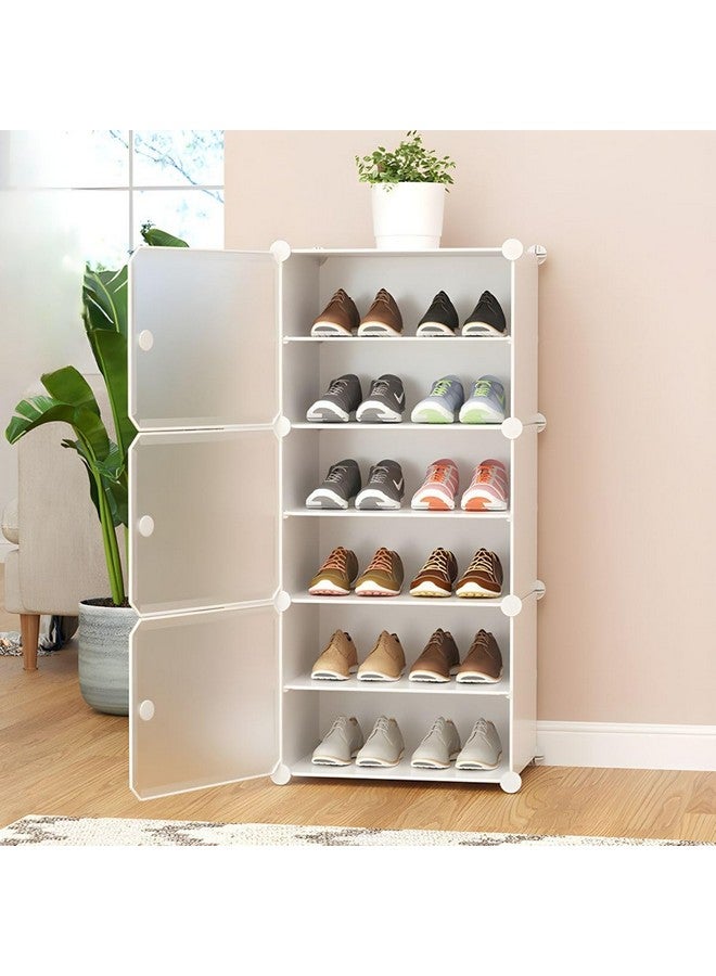 PESOMA PESOMA DIY Portable Shoe Rack Organizer/Multi-Purpose Shelf Storage Cabinet Stand Expandable for Heels, Boots, Slippers Plastic Portable and Folding Shoe Rack (White, 6 Layer)  - Image 1
