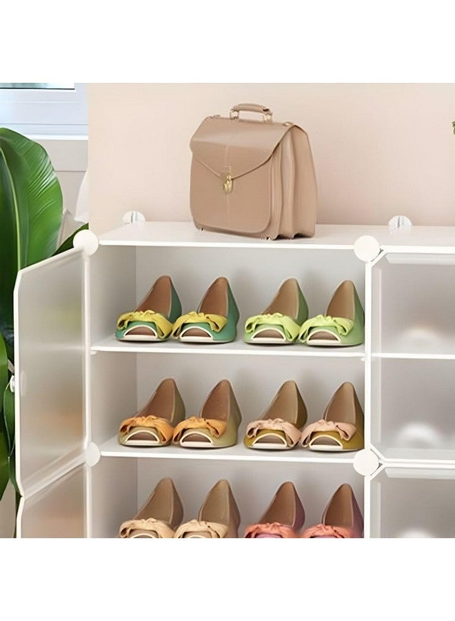 PESOMA PESOMA DIY Portable Shoe Rack Organizer/Multi-Purpose Shelf Storage Cabinet Stand Expandable for Heels, Boots, Slippers Plastic Portable and Folding Shoe Rack (White, 6 Layer)  - Image 5