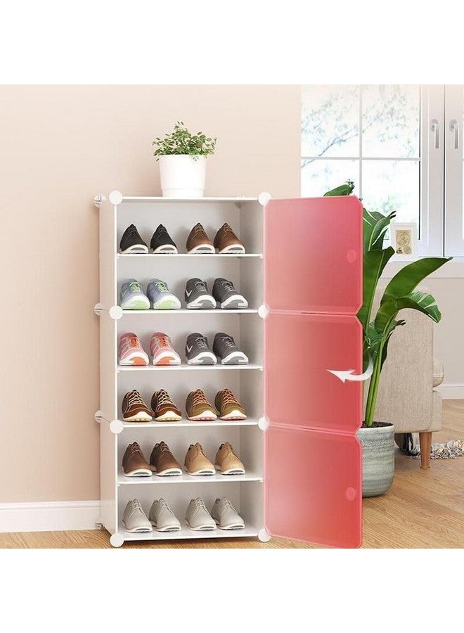 PESOMA PESOMA DIY Portable Shoe Rack Organizer/Multi-Purpose Shelf Storage Cabinet Stand Expandable for Heels, Boots, Slippers Plastic Portable and Folding Shoe Rack (White, 6 Layer)  - Image 3