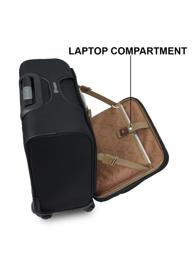 President 17-inch Premium Pilot Bag Water Resistant 4 Smooth Wheeled Rolling Laptop Case with Safe Zippers for Unisex, 915 -Black - Image 5