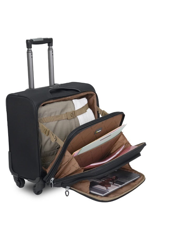 President 17-inch Premium Pilot Bag Water Resistant 4 Smooth Wheeled Rolling Laptop Case with Safe Zippers for Unisex, 915 -Black - Image 4