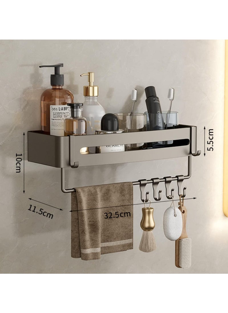 Jorunb - 3 Pack Bathroom Shelves with 10 Hooks and Towel Bar, Aluminum Rustproof Bathroom Storage Organizer Shelf Shower Caddy Rack, Bathroom Shower Baskets WallShelves Basket for Bathroom Kitchen (Rectangle) - Image 1