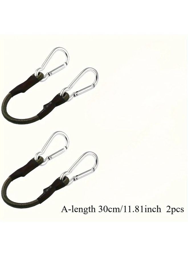 Heavy Duty Bungee Cord With Carabiner 550lb Strength 2pcs 30cm Green - Image 1