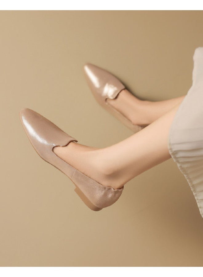 St&Sat Soft Sheepskin】 Saturday Women's Single Shoes, Deep Opening, Low Heel Loafers, Elegant Single Shoes, Women's Leather Shoes - Image 1