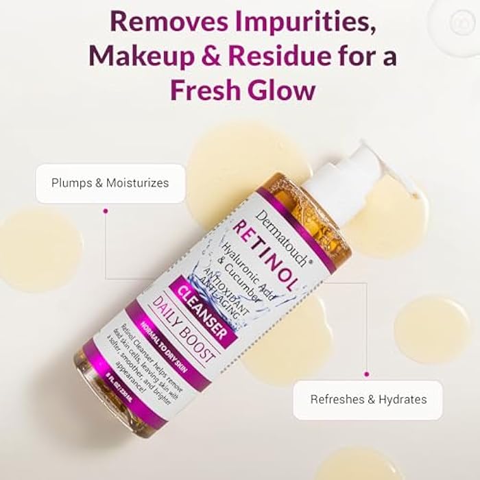 DERMATOUCH Retinol Face Cleanser, Daily Face Wash With Hyaluronic Acid, Cucumber, and Vitamins for Normal to Dry Skin, Hydrating Antioxidant Formula, Clean Skin Care, Made in USA, 8 Fl Oz - Image 3