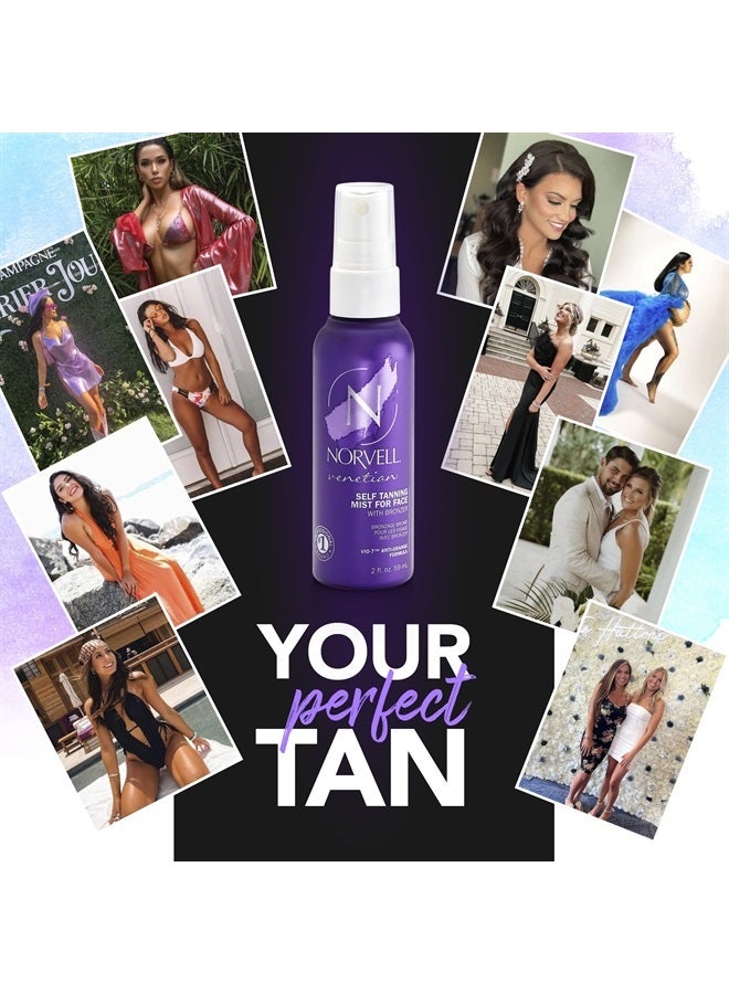 norvell Venetian Sunless Self Tanning Mist for Face - Non Comedogenic Facial Bronzing Tanner Spray for Natural Sun-Kissed Glow, 2 fl.oz. - Image 5