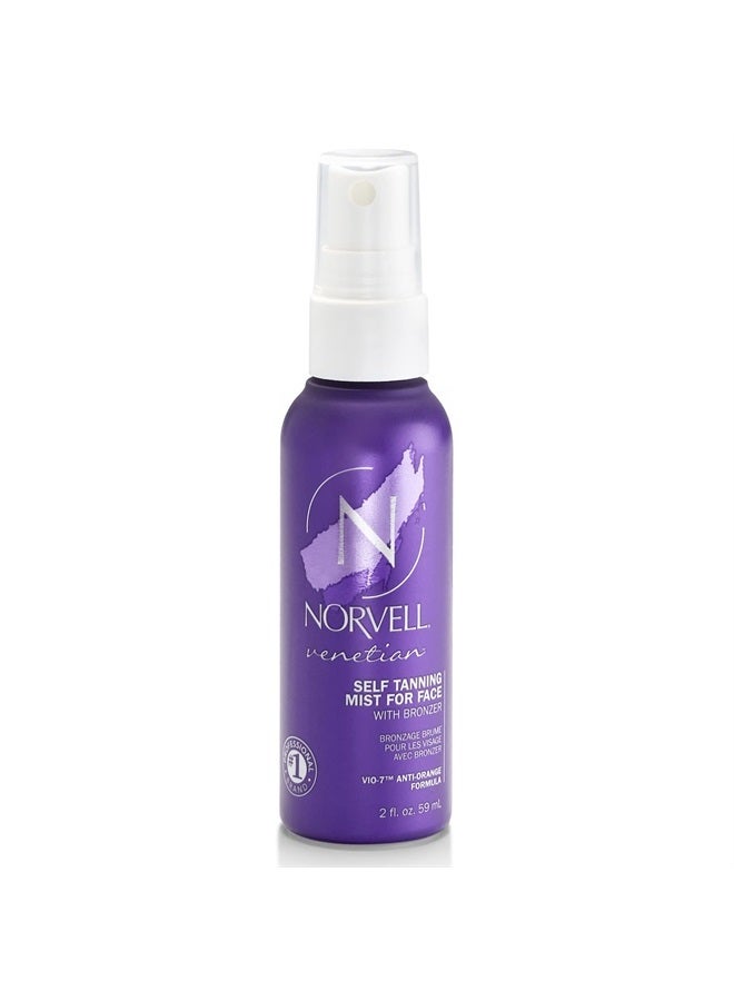 norvell Venetian Sunless Self Tanning Mist for Face - Non Comedogenic Facial Bronzing Tanner Spray for Natural Sun-Kissed Glow, 2 fl.oz. - Image 1