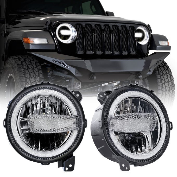 Dot 9 Inch Led Headlights Headlamps Assembly Compatible With 20182025 Wrangler Jl Jlu Gladiator Jt Hilo Beam With Drl