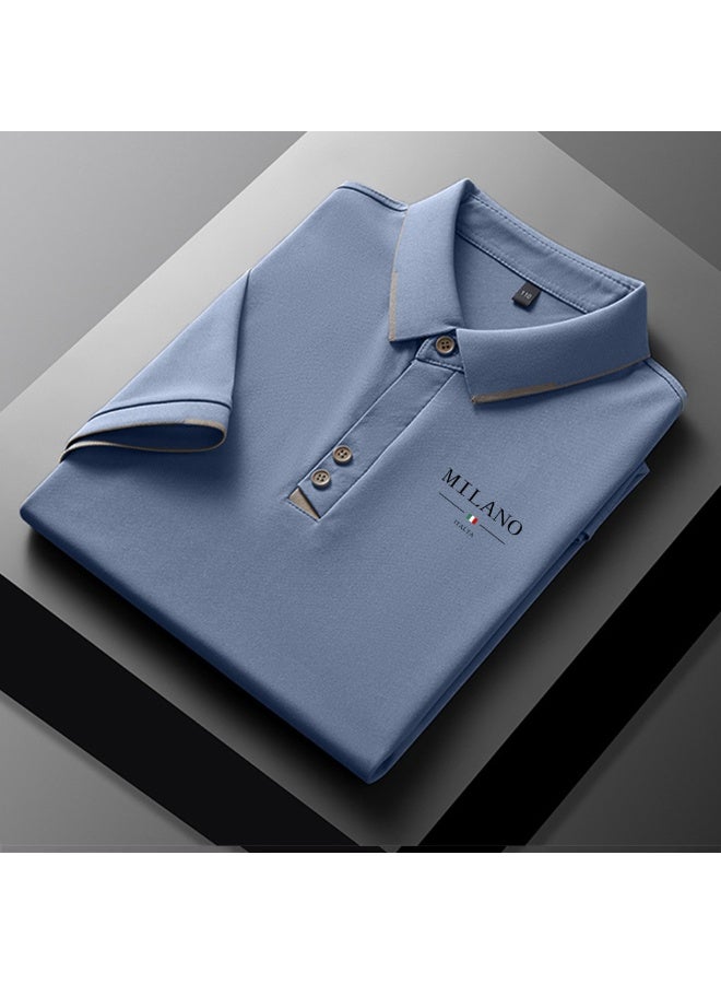 High-end men’s new collection, premium casual/business/team wear, leisure-style letter print polo shirt.