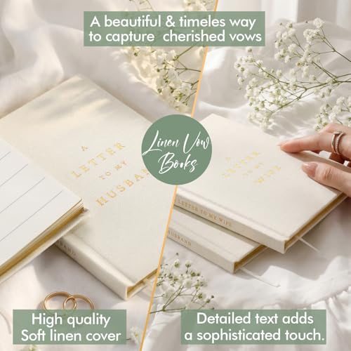 ForraFun Set of 2 Wedding Vow Books His and Hers Wedding Vow Books Registry Gifts Idea for Bride Groom Gold Foil 80 Lined Pages Engagement Gift Essentials for Guest Newly Engaged Couple(Ivory) - Image 3