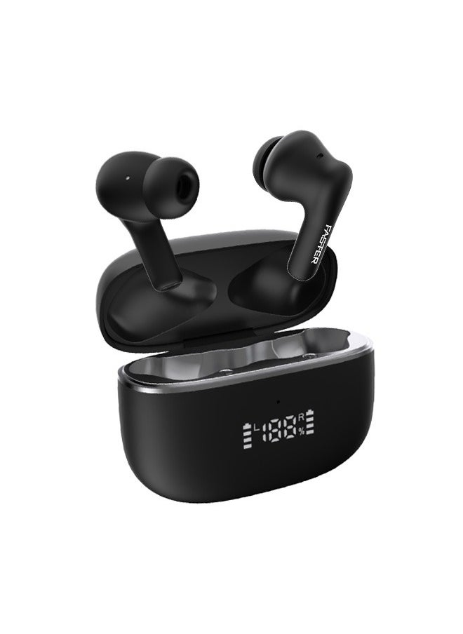 Faster Maverick Wireless Earbuds with Noise Cancellation (ENC) - 20 Hours Playtime with Bluetooth 5.4 - AI Enhanced Calls Quad Mics - Gaming Bluetooth Earphones with Ultra-Low Latency - Deep Bass, Touch Control - For Exercise, Gym - Compatible with iPhone & Android (Black) 