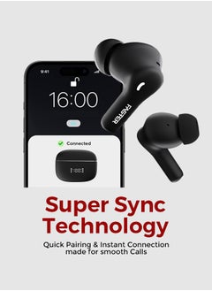 Faster Maverick Wireless Earbuds with Noise Cancellation (ENC) - 7 Hours Playtime with Bluetooth 5.4 - AI Enhanced Calls Quad Mics - Gaming Bluetooth Earphones with Ultra-Low Latency - Deep Bass, Touch Control - For Exercise, Gym - Compatible with iPhone & Android (Black)  - Image 2