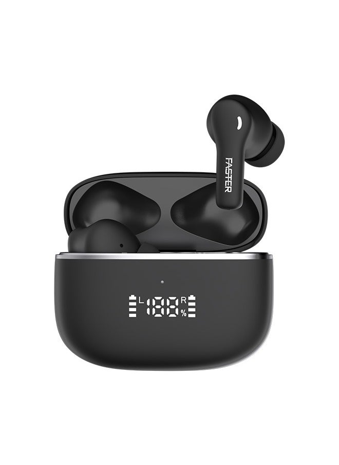 Faster - Maverick Wireless Earbuds with Noise Cancellation (ENC) - 7 Hours Playtime with Bluetooth 5.4 - AI Enhanced Calls Quad Mics - Gaming Bluetooth Earphones with Ultra-Low Latency - Deep Bass, Touch Control - For Exercise, Gym - Compatible with iPhone & Android (Black) - Image 1