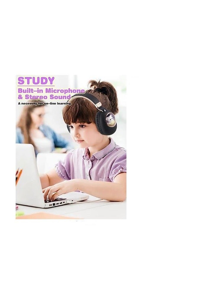 Y&D Kids Wireless Headphones, Bluetooth Over Ear Headphones with Cute Cat Colorful LED Lights,Wireless&Wired,Foldable Build-in Mic Bluetooth Headphones For Kids Girls Teens Adults School - Image 3