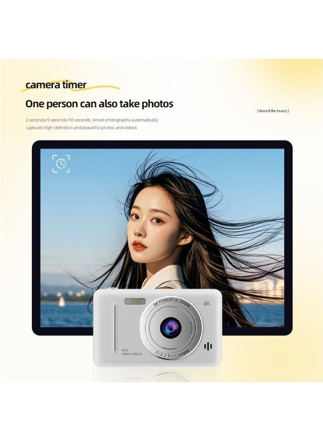 Kids 4K Digital Camera for Boys Girls, Mini Photo Video Camera with 2.4 Inch LCD Screen, 8X Zoom, Portable Camera for Travel, Outdoor & Birthday Gift - Image 2