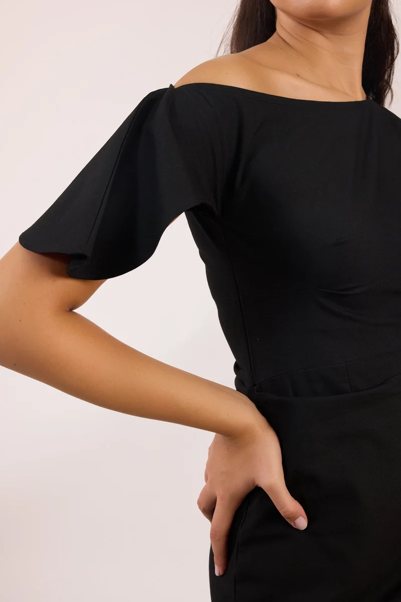 Virgio  Solid Viscose Asymmetric Sleeve Mini Dress for Women for Women | Best Price UAE