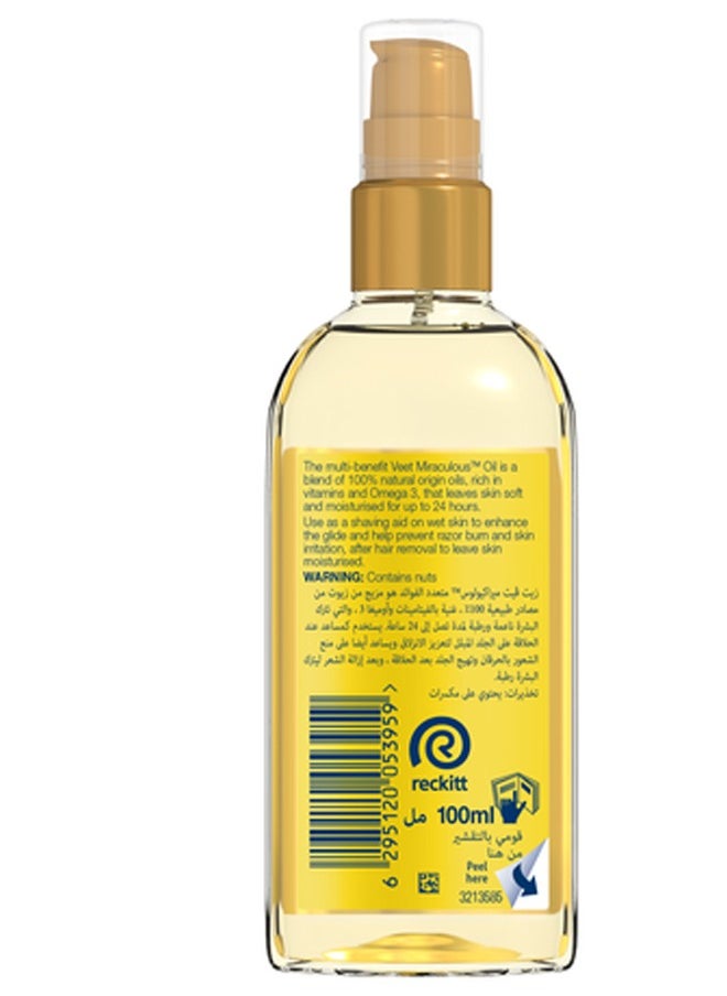 Veet - Miraculus Oil Moisturizes and Softens the Skin Before and After Hair Removal 100ml - Image 1