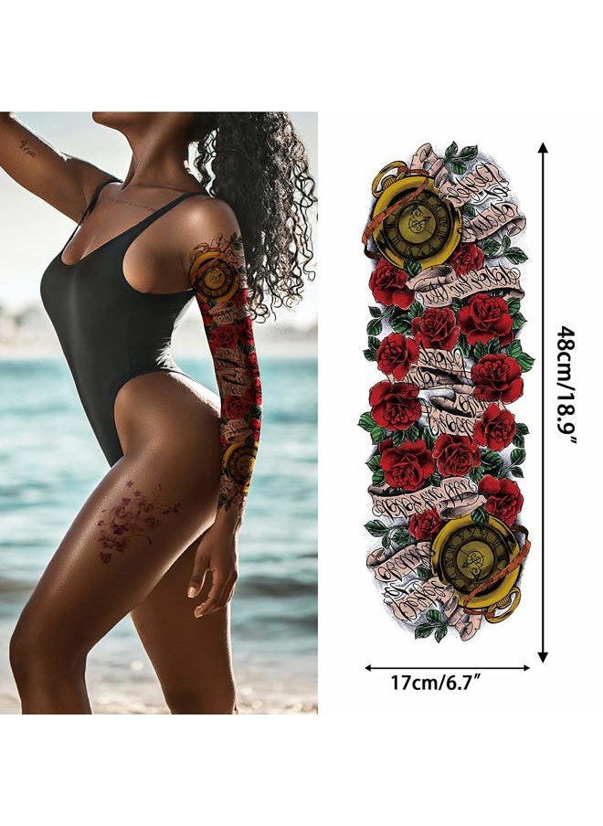 Aresvns - Beautiful Spring Temporary Tattoo for Women and Girls (L19“xW7”),Full Arm Fake Tattoos Flowers,Waterproof temporary tattoo sleeves Christmas Gift - Image 1