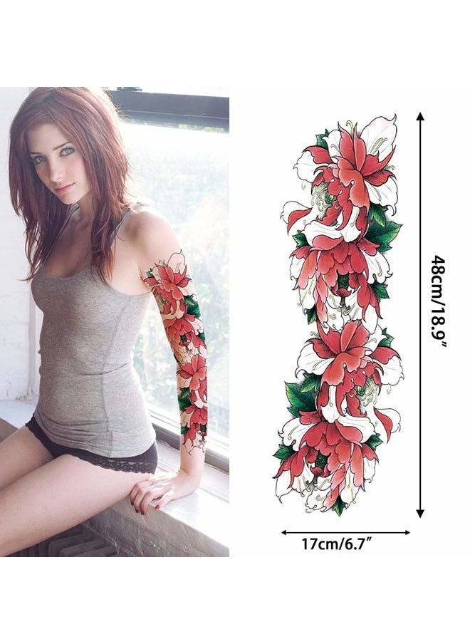 Aresvns - Beautiful Spring Temporary Tattoo for Women and Girls (L19“xW7”),Full Arm Fake Tattoos Flowers,Waterproof temporary tattoo sleeves Christmas Gift - Image 1