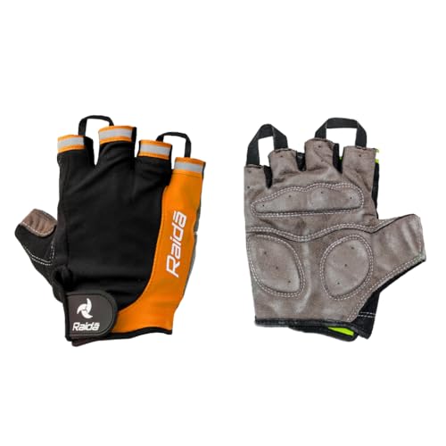 Raida Multi-Purpose Cycling & Gym Gloves | Palm Protection | Vegan-Friendly | Thumb Sweat Wiper | Lightweight & Breathable | Ideal for Workouts, Fitness & Outdoor Rides (Orange, XL) - Image 5