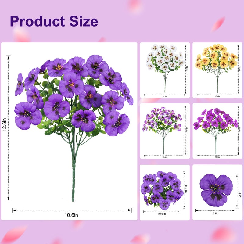 Ivydale Artificial Flowers for Outdoor Spring Decor, 20PCS Fake Pansy Flowers Faux Silk Mixed Color Pansies UV Resistant Plants for Front Door Porch Yard Patio Window Box Home Decor - Image 5