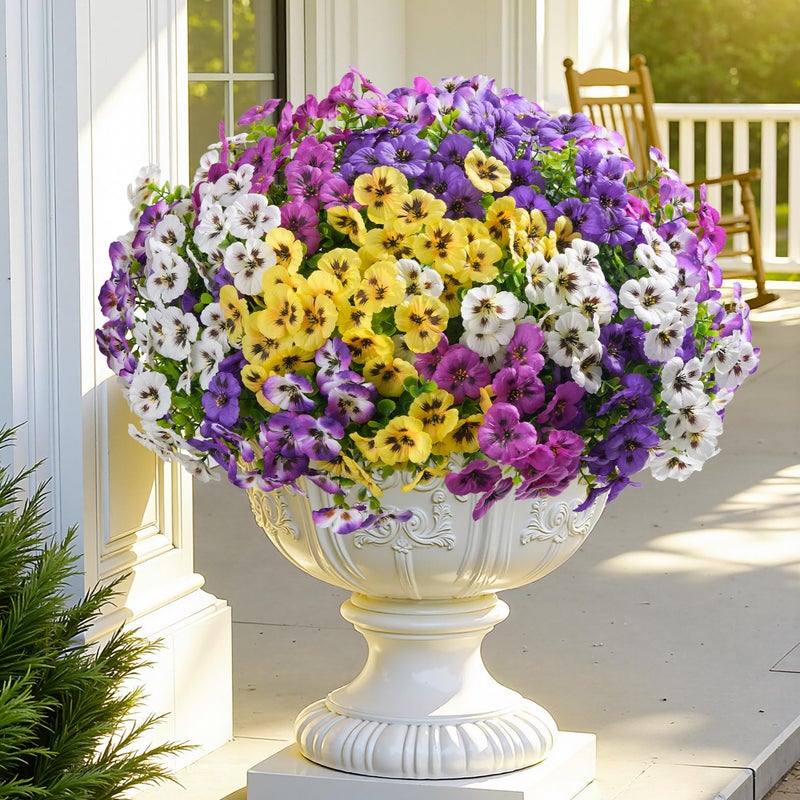 Ivydale Artificial Flowers for Outdoor Spring Decor, 20PCS Fake Pansy Flowers Faux Silk Mixed Color Pansies UV Resistant Plants for Front Door Porch Yard Patio Window Box Home Decor - Image 2