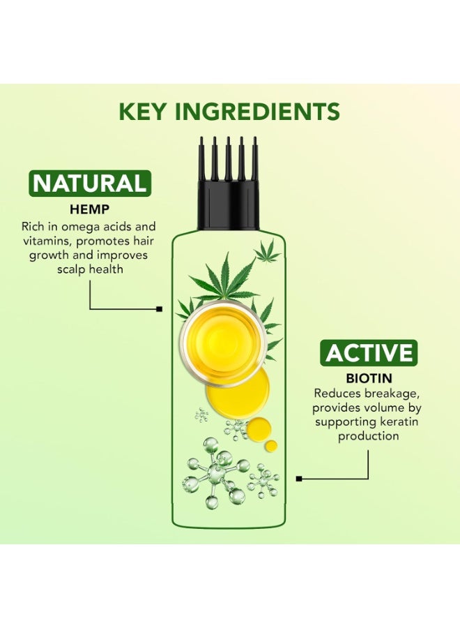 Botanic Hearth Hemp & Biotin Hair Oil for Hair Growth & Strength with Saw Palmetto – 150ml, Non-Sticky & Fast-Absorbing – 100% Natural Oils for Healthy Scalp & Hair – with Hair Oil Applicator - Image 2