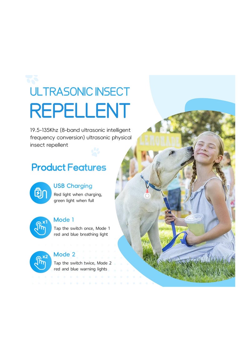 SYOSI طارد الحشرات الفائق للصوت للبراغيث والقراد - جهاز التحكم في الحشرات - طارد قمل الحشرات - إمدادات الحيوانات الأليفة - يصدر ترددات عالية ويحمي الحيوان الأليف دون مواد كيميائية ضارة أو مبيدات حشرية - أبيض - Image 2