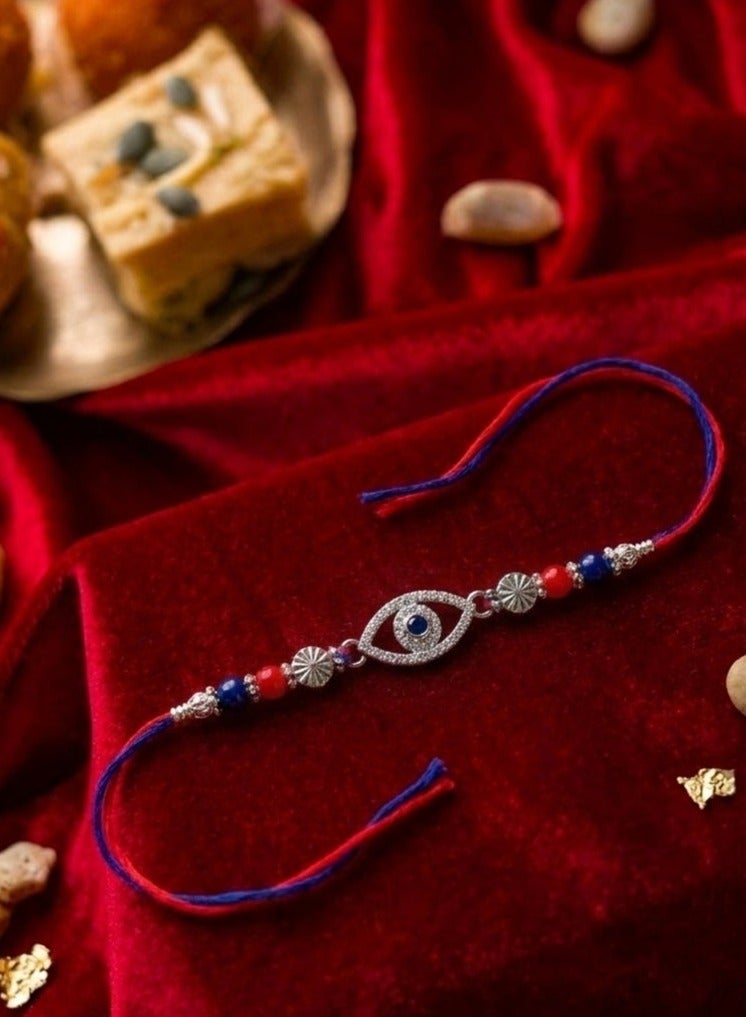 Kannan Jewels Kannan Premium Handcrafted 925 Silver Evil Eye Design Rakhi- 41 cm - Image 5