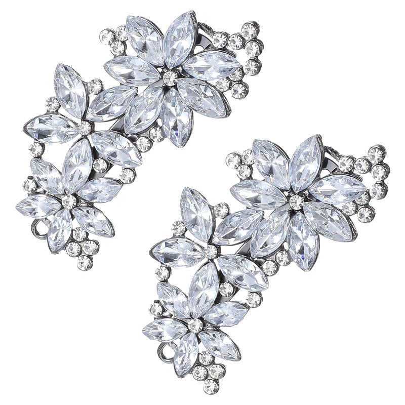 Yuomeaz 2 PCS Rhinestone Hair Clips, Silver Bling Crystal Hair Clips for Women, Rhinestone Diamond Barrettes, Sparkly Jeweled Formal Hairs Clip for Valentine's Day Gifts, Wedding, Prom - Image 1