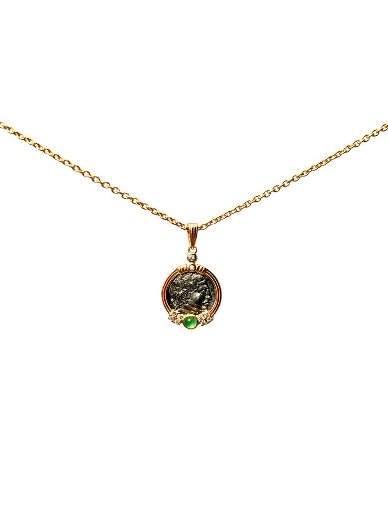 Jo Mavia Coin Pendant Necklace, Vintage – 925 Silver with Antique Bronze Finish, Retro Jewelry for Women - Image 1