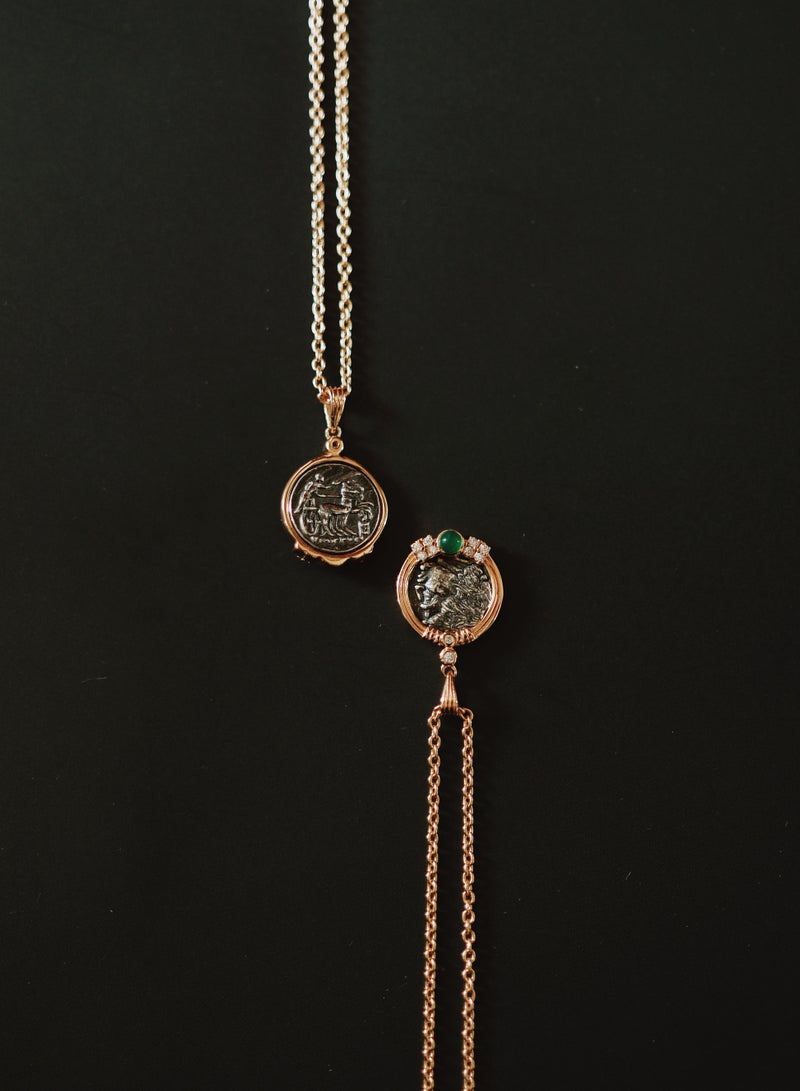 Jo Mavia Coin Pendant Necklace, Vintage – 925 Silver with Antique Bronze Finish, Retro Jewelry for Women - Image 4