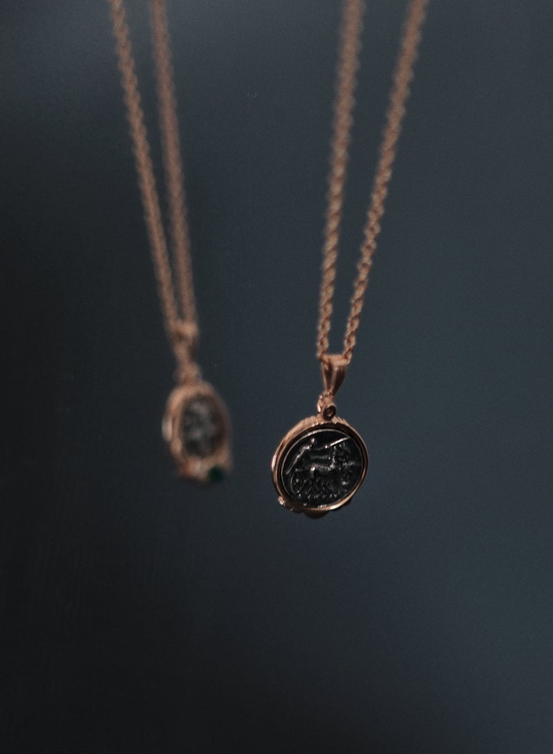 Jo Mavia Coin Pendant Necklace, Vintage – 925 Silver with Antique Bronze Finish, Retro Jewelry for Women - Image 3