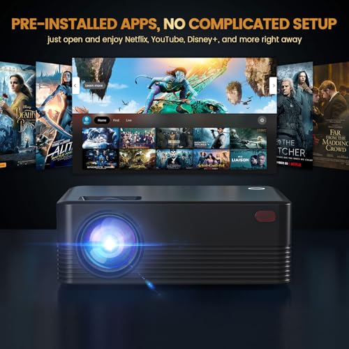 DreamFair 【Native 1080P】 Dreamfair Projector with WiFi and Bluetooth, 240ANSI Support 8K, Portable Projector with Rack, 40"-200" Screen Video, Compatible with Smartphone, TV Stick, Laptop, HDMI, USB (Black) - Image 2