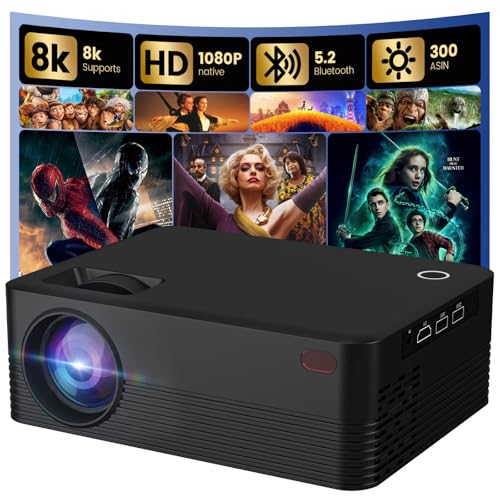 DreamFair 【Native 1080P】 Dreamfair Projector with WiFi and Bluetooth, 240ANSI Support 8K, Portable Projector with Rack, 40"-200" Screen Video, Compatible with Smartphone, TV Stick, Laptop, HDMI, USB (Black) - Image 1