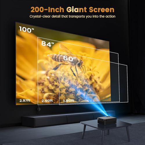 DreamFair 【Native 1080P】 Dreamfair Projector with WiFi and Bluetooth, 240ANSI Support 8K, Portable Projector with Rack, 40"-200" Screen Video, Compatible with Smartphone, TV Stick, Laptop, HDMI, USB (Black) - Image 5