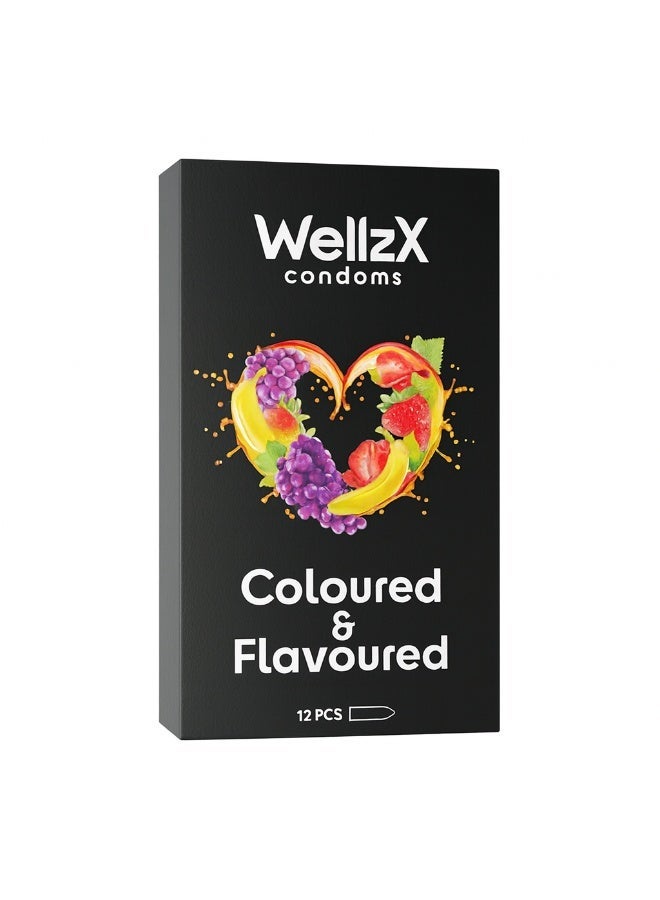 WellzX Condoms Coloured& Flavoured 12Pc (Twin Pack) - Image 2