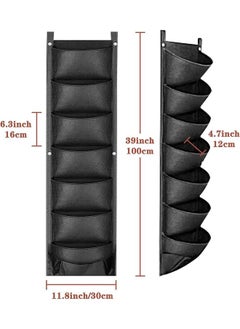 Generic Hanging Vertical Wall Planter with 7 Pockets, Black Hanging Plant Planting Grow Bags, Wall Mounted Herb Flower Growing Pouch Greening  - Image 2