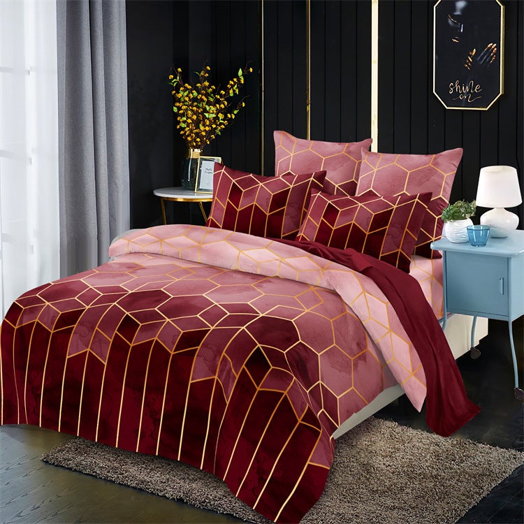 Bedding Gilt Strips Rowni Geometric Rhombus Three Or Four Piece Set - Image 3