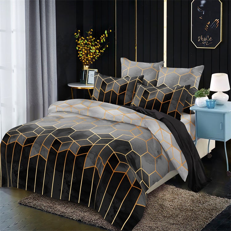 Bedding Gilt Strips Rowni Geometric Rhombus Three Or Four Piece Set - Image 5