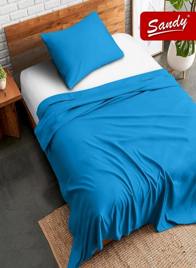 Sandy Premium Hotel Quality Flat Sheet and Pillow Case, Bed Sheet 2 Pieces Set, Soft & Breathable and Cooling, Extra Twin Size 243 x 167 cm, Turquoise - Image 1