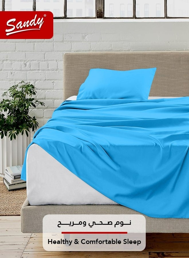 Sandy Premium Hotel Quality Flat Sheet and Pillow Case, Bed Sheet 2 Pieces Set, Soft & Breathable and Cooling, Extra Twin Size 243 x 167 cm, Turquoise - Image 2