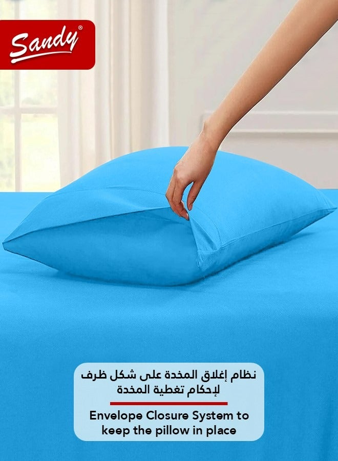 Sandy Premium Hotel Quality Flat Sheet and Pillow Case, Bed Sheet 2 Pieces Set, Soft & Breathable and Cooling, Extra Twin Size 243 x 167 cm, Turquoise - Image 5