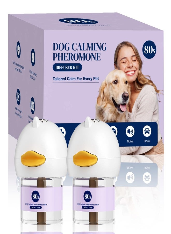 80S Dog Calming Diffuser, 4 in 1 Puppy Pheromones Calming Diffuser, Relaxing Pheromone for Dogs Relief Stress Anxiety Fighting Scratching, Helps Train Dogs to Pee, 2 Diffusers + 2 Refills (48ml) - Image 1