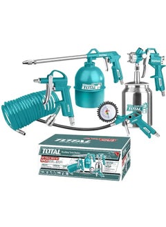 TOTAL Total Air Tools 5PCS Set (TATK053) – Professional Air Tool Kit with Recoil Hose, Air Blow Gun, Air Spray Gun, Air Washing Gun & Tire Inflating Gun for Automotive, Painting & Cleaning – Europe Type Connector  - Image 2